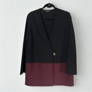 Lafayette 148 New York Two Tone Ponte Colorblock Double Breasted Jacket Sz M